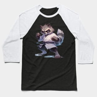 Kawaii Style Karate Master raccoon Baseball T-Shirt